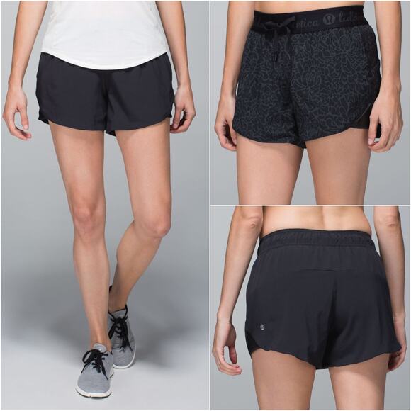 Lululemon Go the Distance Reversible Shorts In Petal Camo Black Deep Coal Size 6 - Picture 1 of 16